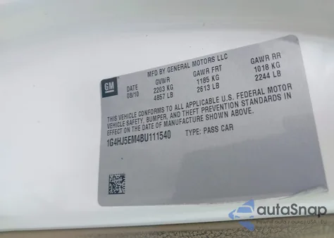 2011 Buick Lucerne Cxl Premium from USA, damaged, VIN 1G4HJ5EM4BU111540